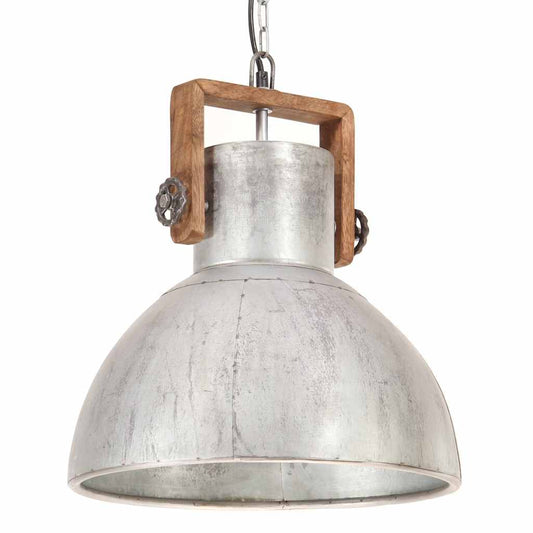 320529 vidaXL Industrial Hanging Lamp 25 W Silver Round 40 cm E27