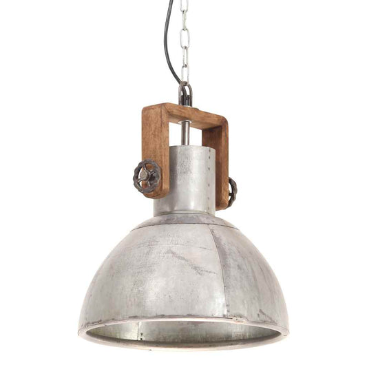 320530 vidaXL Industrial Hanging Lamp 25 W Silver Round 30 cm E27