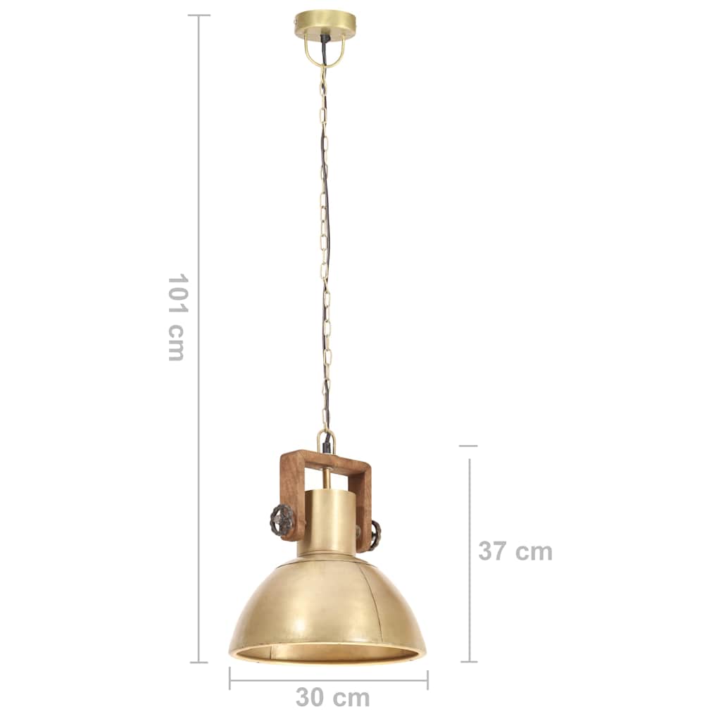 vidaXL Hanging Lamp | Brass, Brown | Iron with brass plating, Solid mango wood