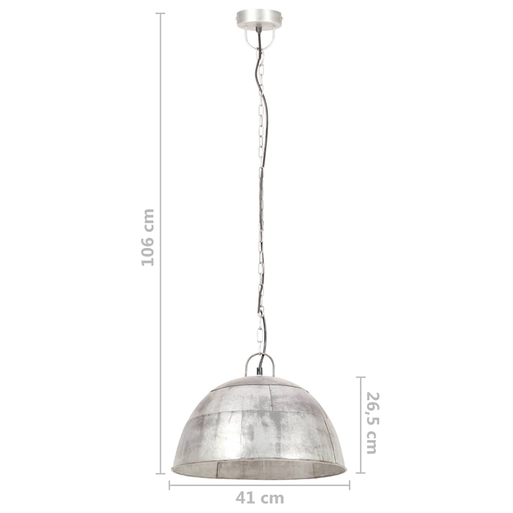 vidaXL Industrial Vintage Hanging Lamp 25 W Silver Round 41 cm E27