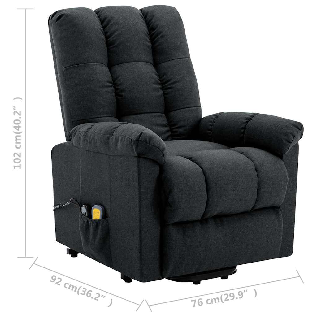 vidaXL Stand-up Massage Recliner Dark Grey Fabric