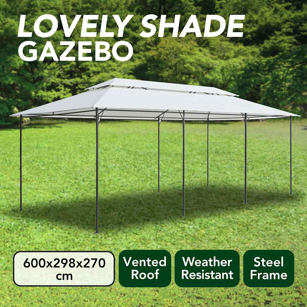 vidaXL Gazebo 600x298x270 cm White 180g/m²