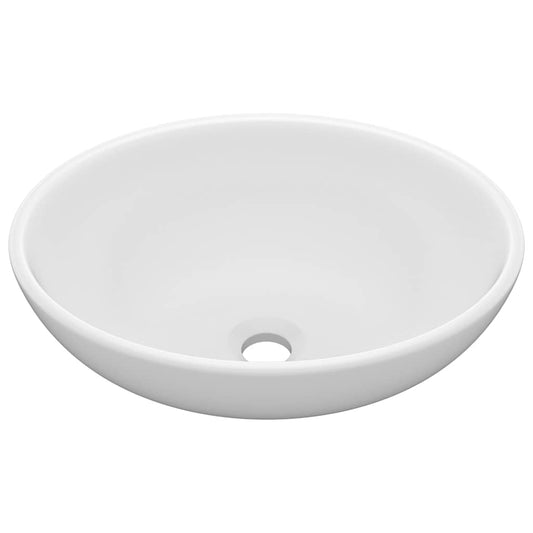 146921 vidaXL Luxury Basin Oval-shaped Matt White 40x33 cm Ceramic