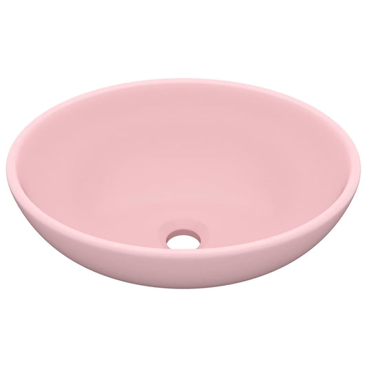 vidaXL Luxury Basin Oval-shaped Matt Pink 40x33 cm Ceramic