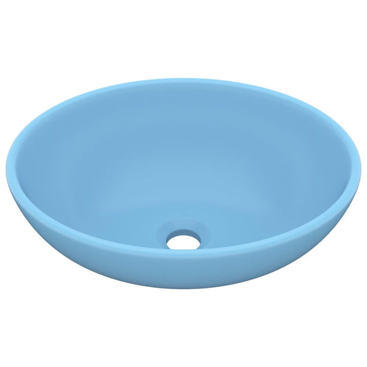 vidaXL Luxury Basin Oval-shaped Matt Light Blue 40x33 cm Ceramic