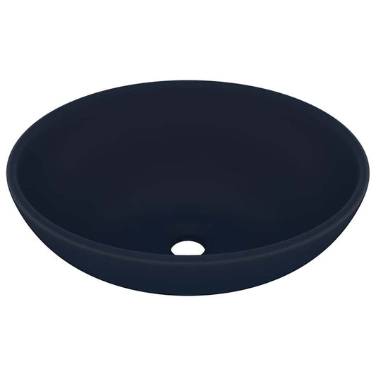 146924 vidaXL Luxury Basin Oval-shaped Matt Dark Blue 40x33 cm Ceramic