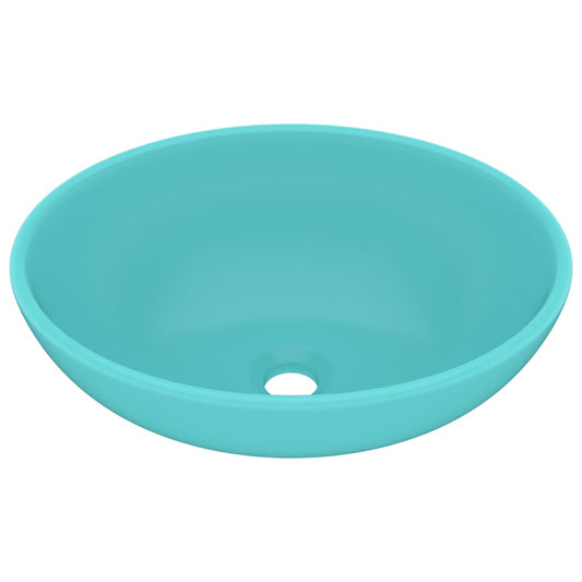vidaXL Luxury Basin Oval-shaped Matt Light Green 40x33 cm Ceramic