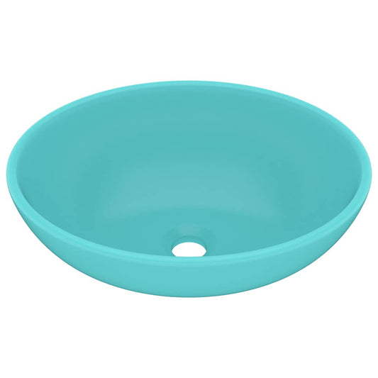 146925 vidaXL Luxury Basin Oval-shaped Matt Light Green 40x33 cm Ceramic