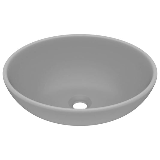 146927 vidaXL Luxury Basin Oval-shaped Matt Light Grey 40x33 cm Ceramic