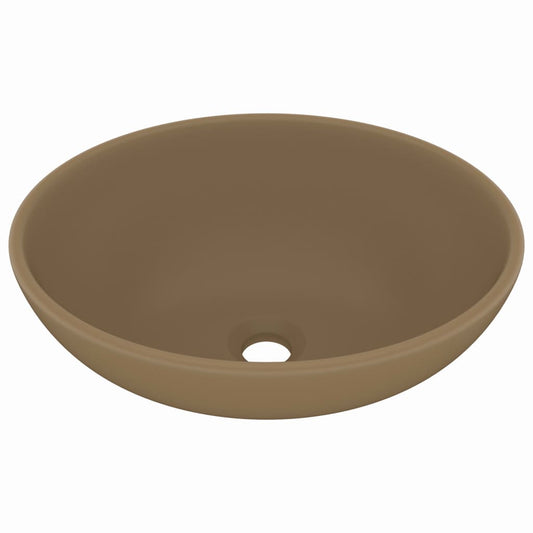 vidaXL Luxury Basin Oval-shaped Matt Cream 40x33 cm Ceramic