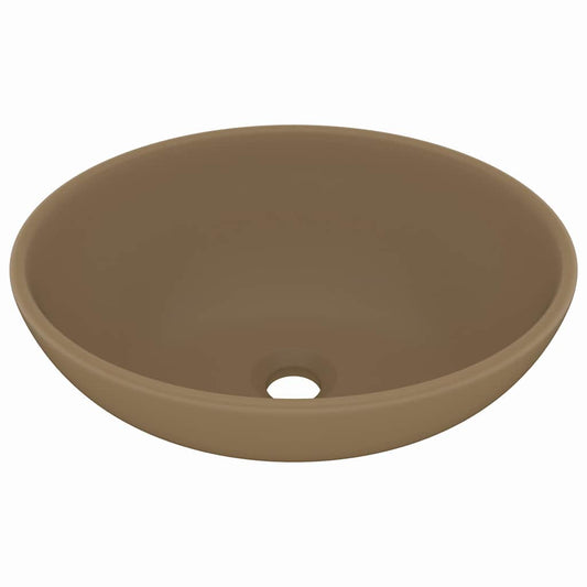 146930 vidaXL Luxury Basin Oval-shaped Matt Cream 40x33 cm Ceramic