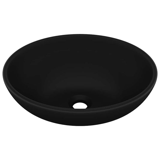 146931 vidaXL Luxury Basin Oval-shaped Matt Black 40x33 cm Ceramic