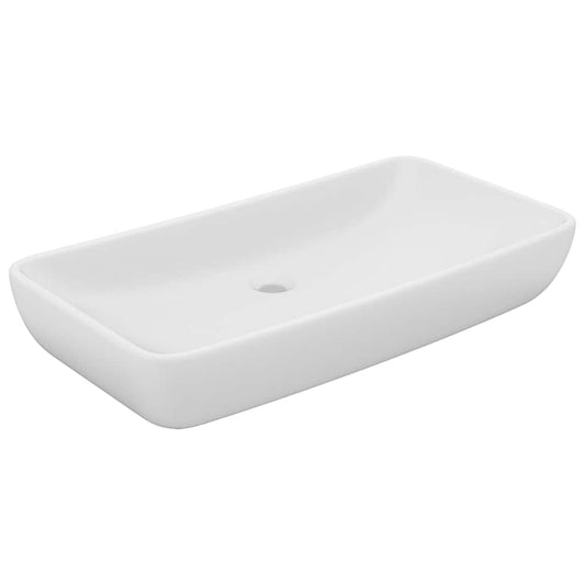 146954 vidaXL Luxury Basin Rectangular Matt White 71x38 cm Ceramic