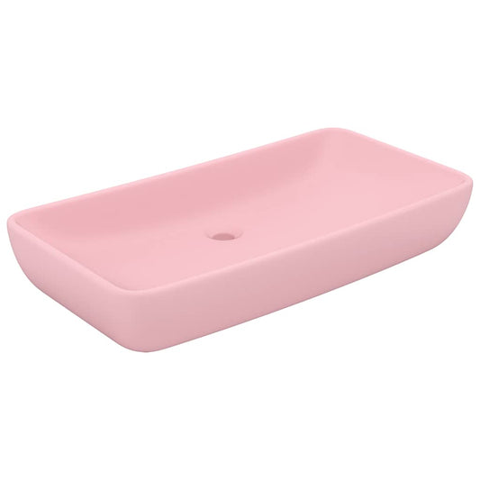 146955 vidaXL Luxury Basin Rectangular Matt Pink 71x38 cm Ceramic