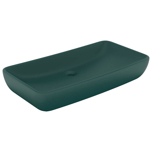 146959 vidaXL Luxury Basin Rectangular Matt Dark Green 71x38 cm Ceramic