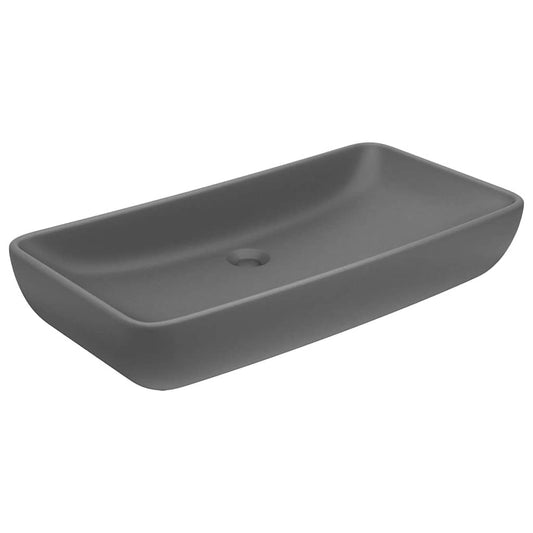 146961 vidaXL Luxury Basin Rectangular Matt Dark Grey 71x38 cm Ceramic