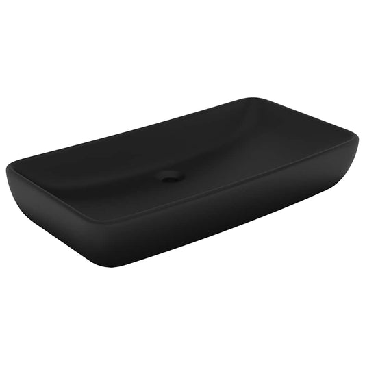 146964 vidaXL Luxury Basin Rectangular Matt Black 71x38 cm Ceramic