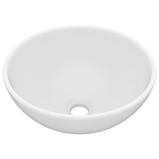 vidaXL Luxury Bathroom Basin Round Matt White 32.5x14 cm Ceramic