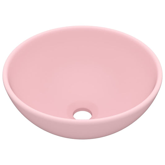 146966 vidaXL Luxury Bathroom Basin Round Matt Pink 32,5x14 cm Ceramic