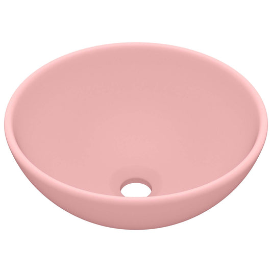 146966 vidaXL Luxury Bathroom Basin Round Matt Pink 32,5x14 cm Ceramic