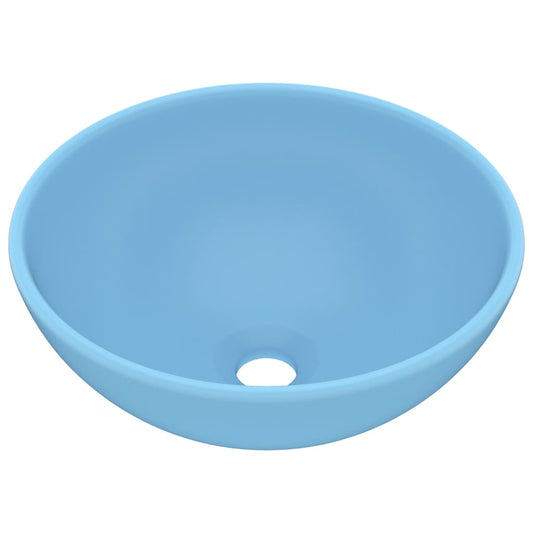vidaXL Luxury Bathroom Basin Round Matt Light Blue 32.5x14 cm Ceramic