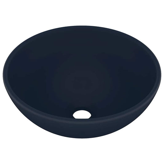 vidaXL Luxury Bathroom Basin Round Matt Dark Blue 32.5x14 cm Ceramic