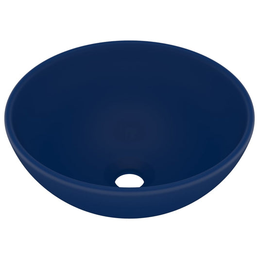 146968 vidaXL Luxury Bathroom Basin Round Matt Dark Blue 32,5x14 cm Ceramic