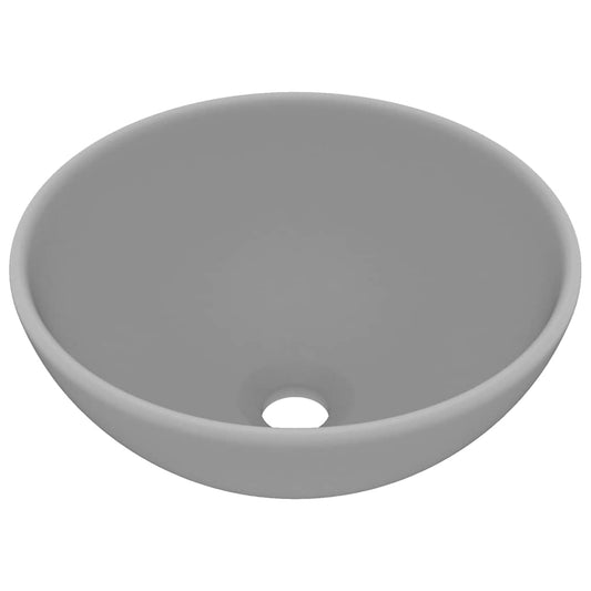 146971 vidaXL Luxury Bathroom Basin Round Matt Light Grey 32,5x14 cm Ceramic