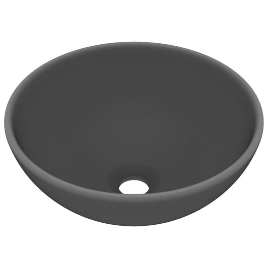 146972 vidaXL Luxury Bathroom Basin Round Matt Dark Grey 32,5x14 cm Ceramic