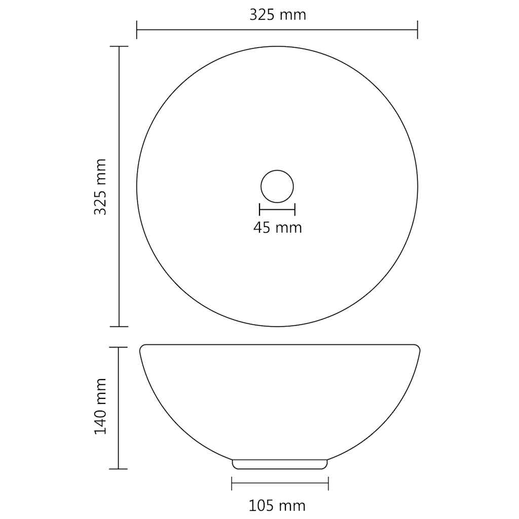 146975 vidaXL Luxury Bathroom Basin Round Matt Black 32,5x14 cm Ceramic
