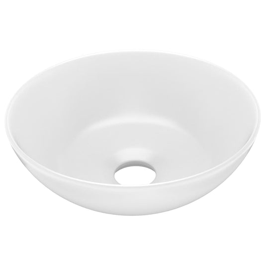 vidaXL Bathroom Sink Ceramic Matt White Round