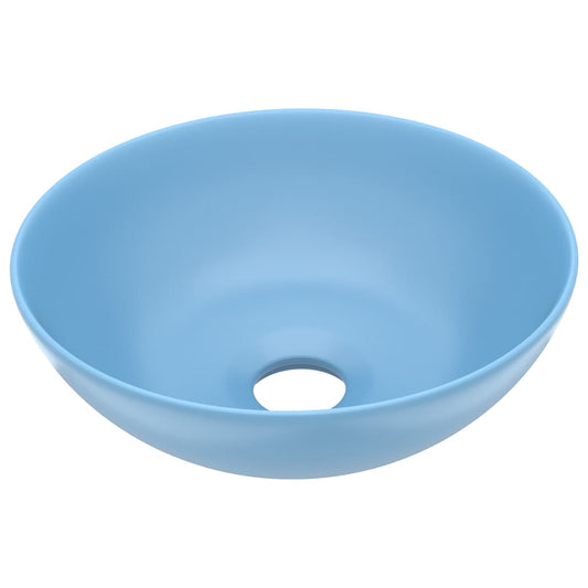 146978 vidaXL Bathroom Sink Ceramic Light Blue Round