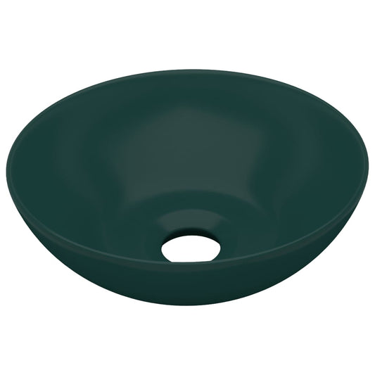 146981 vidaXL Bathroom Sink Ceramic Dark Green Round