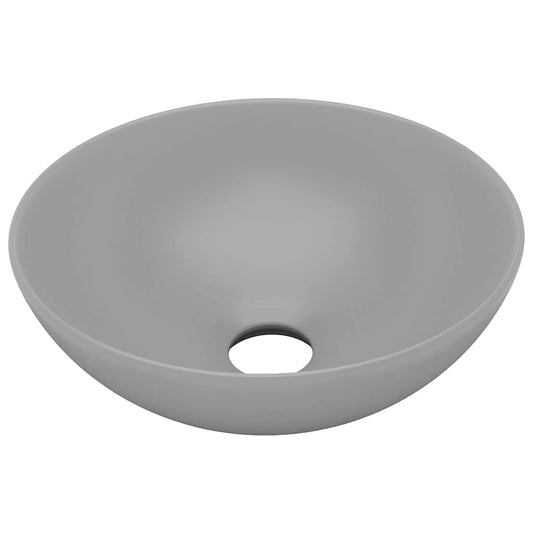 146982 vidaXL Bathroom Sink Ceramic Light Grey Round