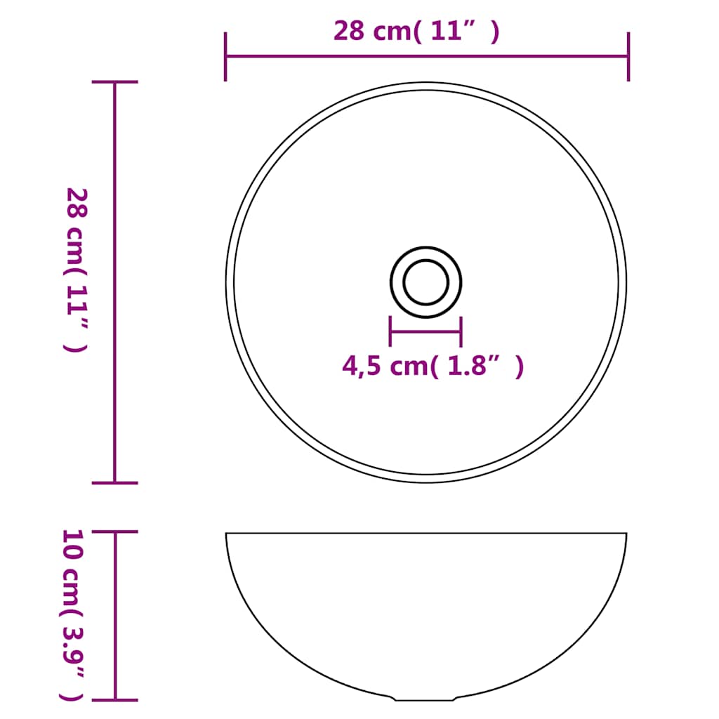 146982 vidaXL Bathroom Sink Ceramic Light Grey Round