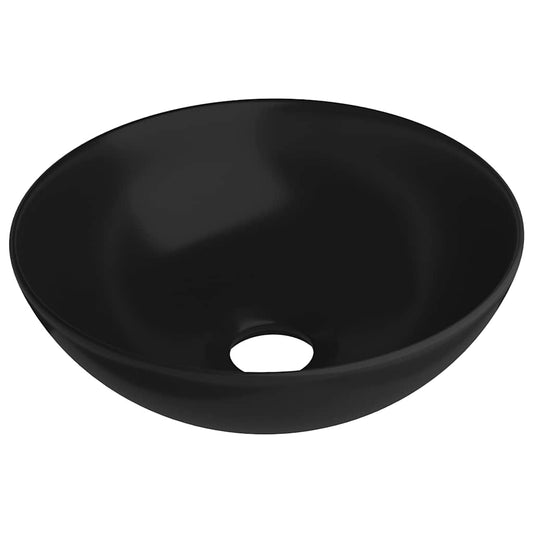 146986 vidaXL Bathroom Sink Ceramic Matt Black Round