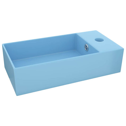 146989 vidaXL Bathroom Sink with Overflow Ceramic Light Blue