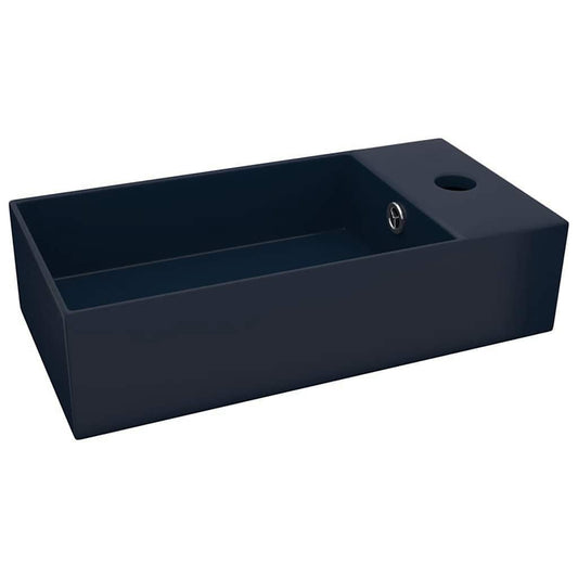 146990 vidaXL Bathroom Sink with Overflow Ceramic Dark Blue