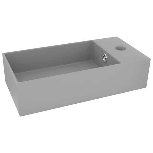 146993 vidaXL Bathroom Sink with Overflow Ceramic Light Grey