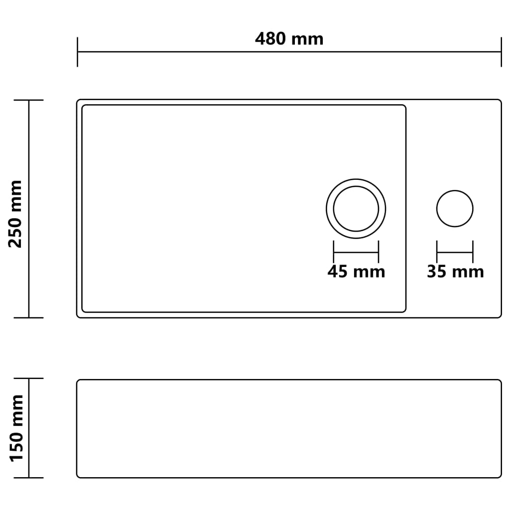 146996 vidaXL Bathroom Sink with Overflow Ceramic Matt Cream