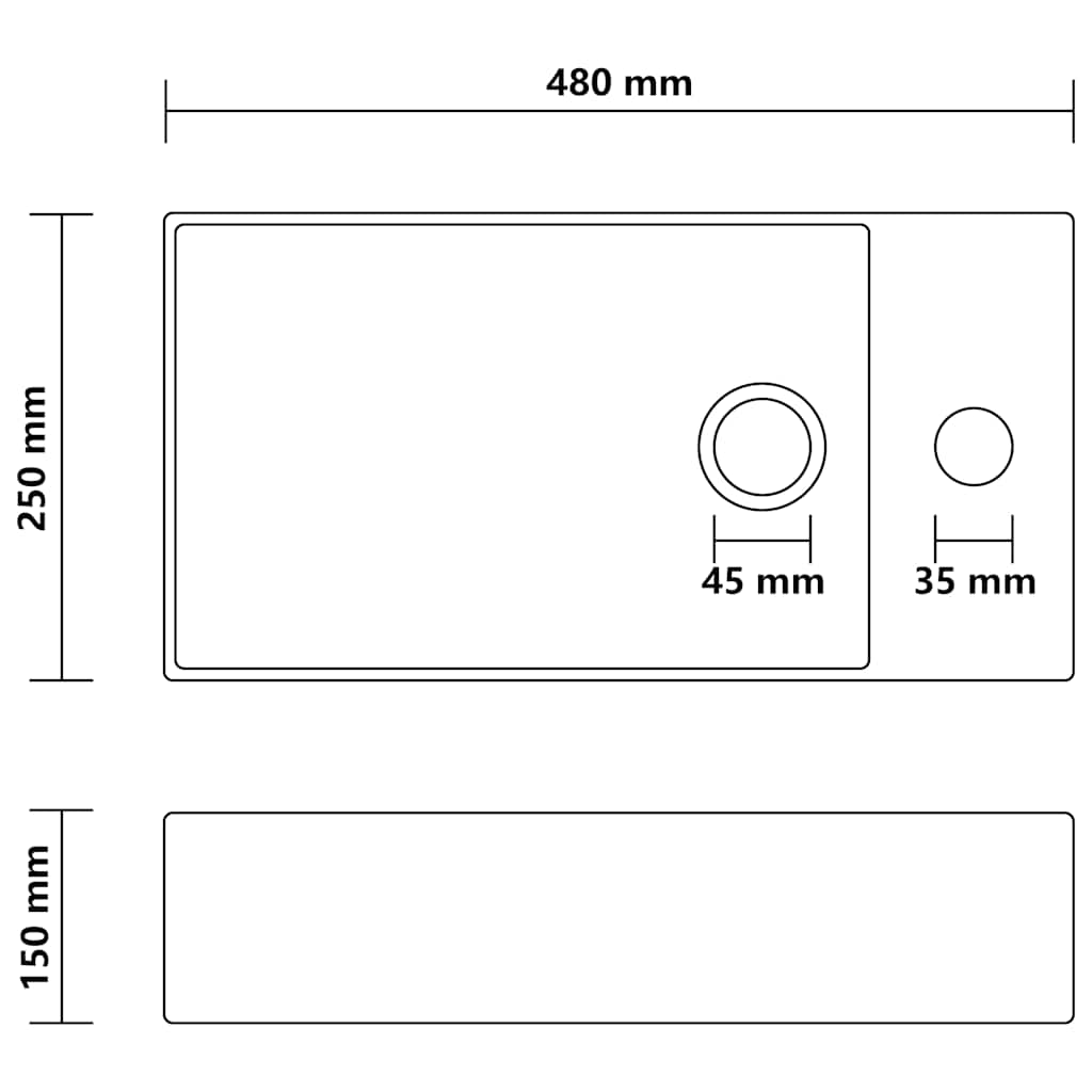 146997 vidaXL Bathroom Sink with Overflow Ceramic Matt Black