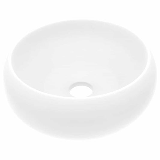 vidaXL Luxury Wash Basin Round Matt White 40x15 cm Ceramic