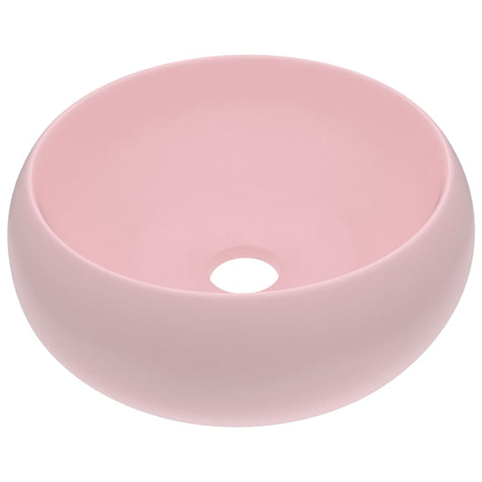 vidaXL Luxury Wash Basin Round Matt Pink 40x15 cm Ceramic