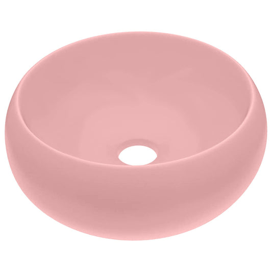 146999 vidaXL Luxury Wash Basin Round Matt Pink 40x15 cm Ceramic