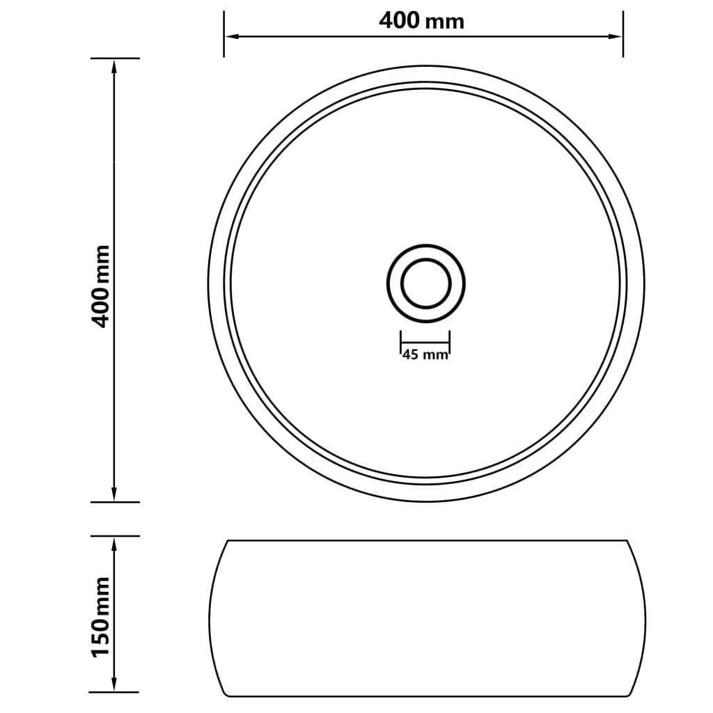 147001 vidaXL Luxury Wash Basin Round Matt Dark Blue 40x15 cm Ceramic