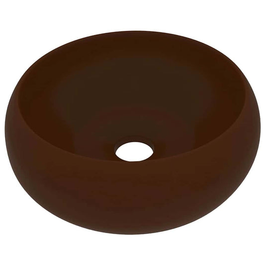 147006 vidaXL Luxury Wash Basin Round Matt Dark Brown 40x15 cm Ceramic