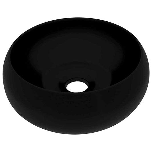 147008 vidaXL Luxury Wash Basin Round Matt Black 40x15 cm Ceramic
