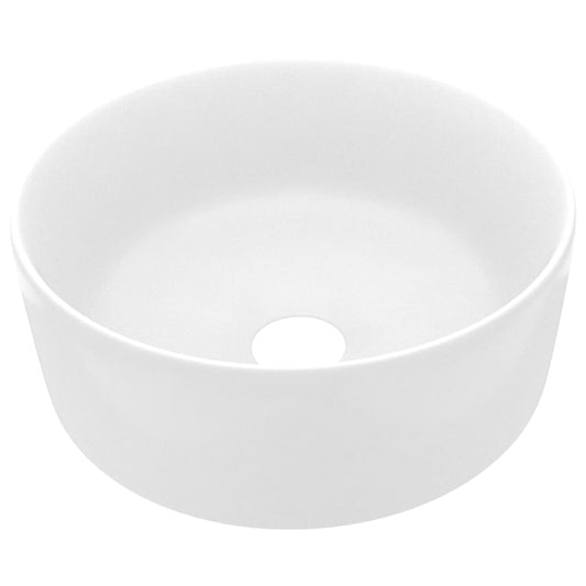 147009 vidaXL Luxury Wash Basin Round Matt White 40x15 cm Ceramic