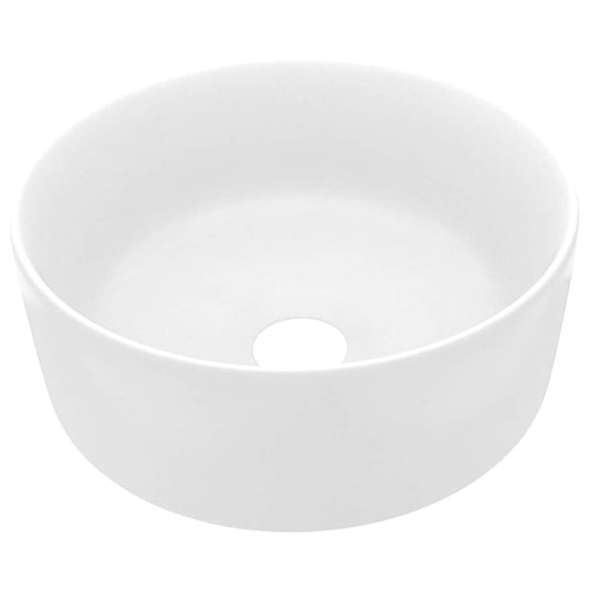 147009 vidaXL Luxury Wash Basin Round Matt White 40x15 cm Ceramic