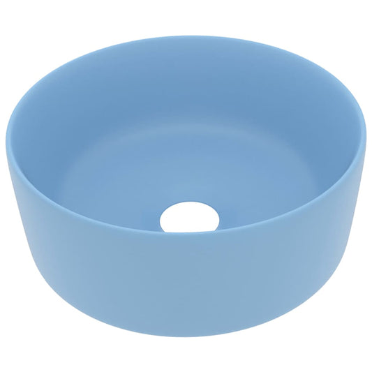 147011 vidaXL Luxury Wash Basin Round Matt Light Blue 40x15 cm Ceramic